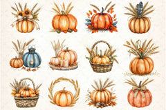 Thanksgiving Pumpkin and Wheat Clipart Bundle - CraftNest - Digital Crafting and Art