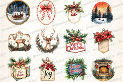 Vintage Christmas Label Clipart Bundle - CraftNest - Digital Crafting and Art
