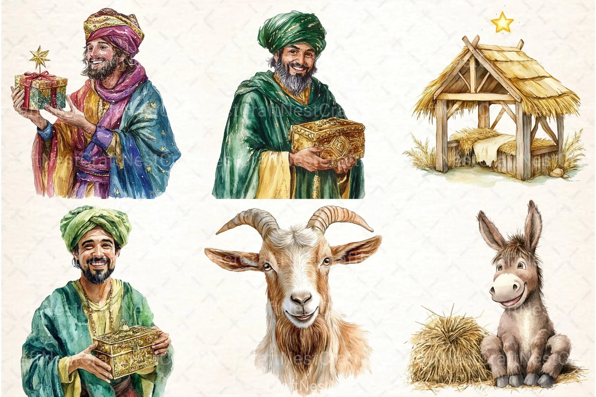 Cute Christmas Nativity Clipart Bundle 1 - CraftNest - Digital Crafting and Art