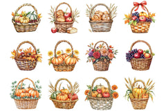 Harvest Basket Thanksgiving Clipart Bundle - CraftNest - Digital Crafting and Art