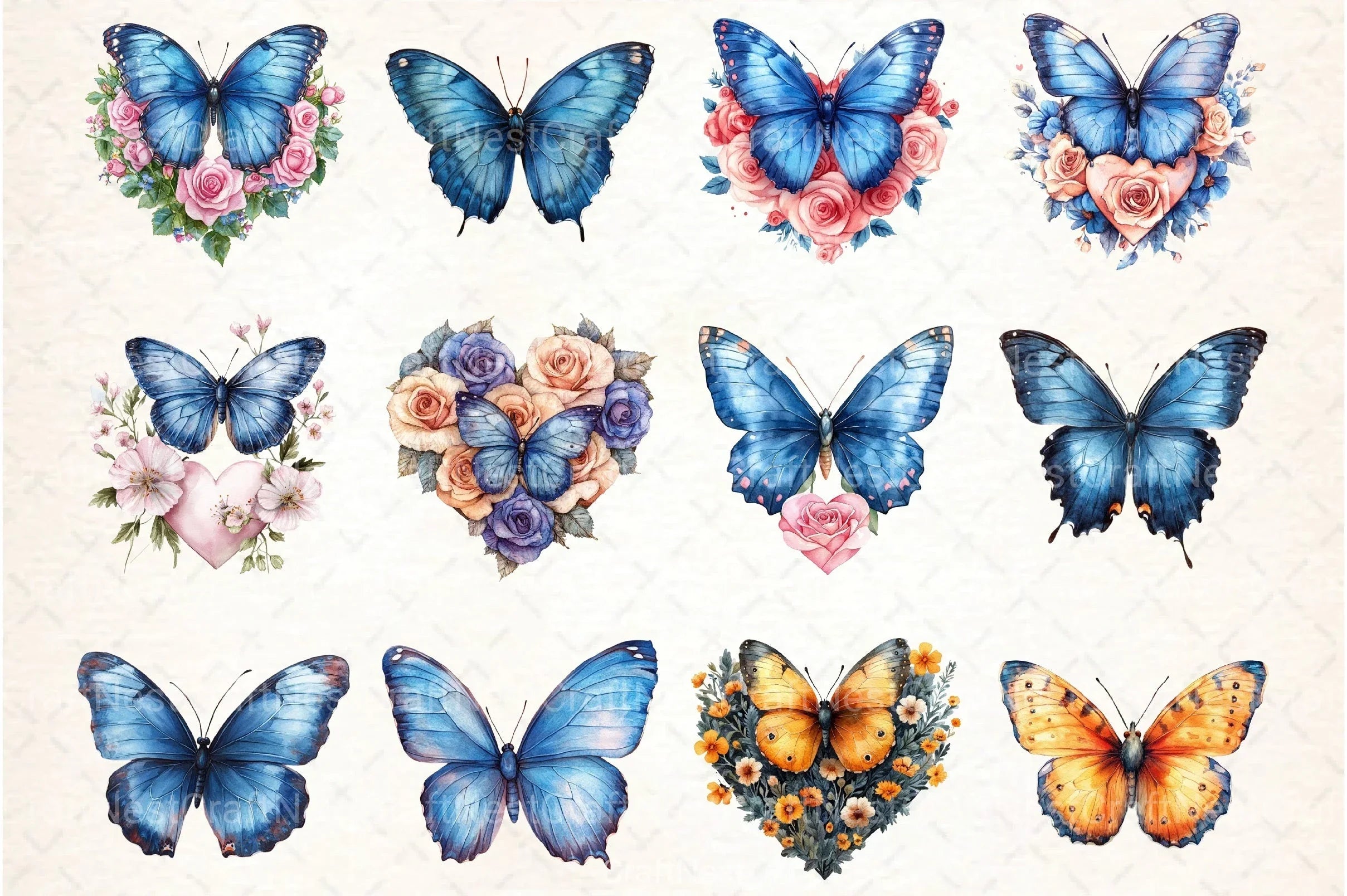 Butterfly Roses Clipart Bundle - CraftNest - Digital Crafting and Art
