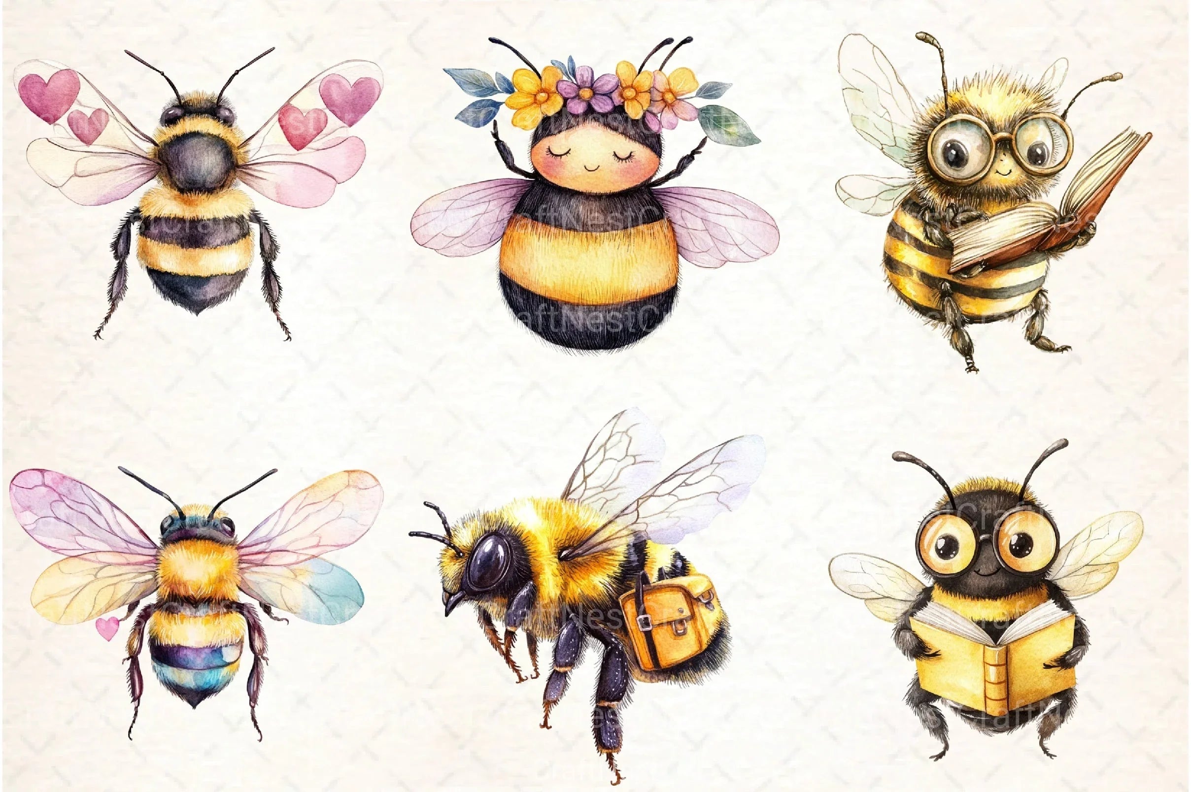Cute Bees Clipart Bundle 16 - CraftNest - Digital Crafting and Art