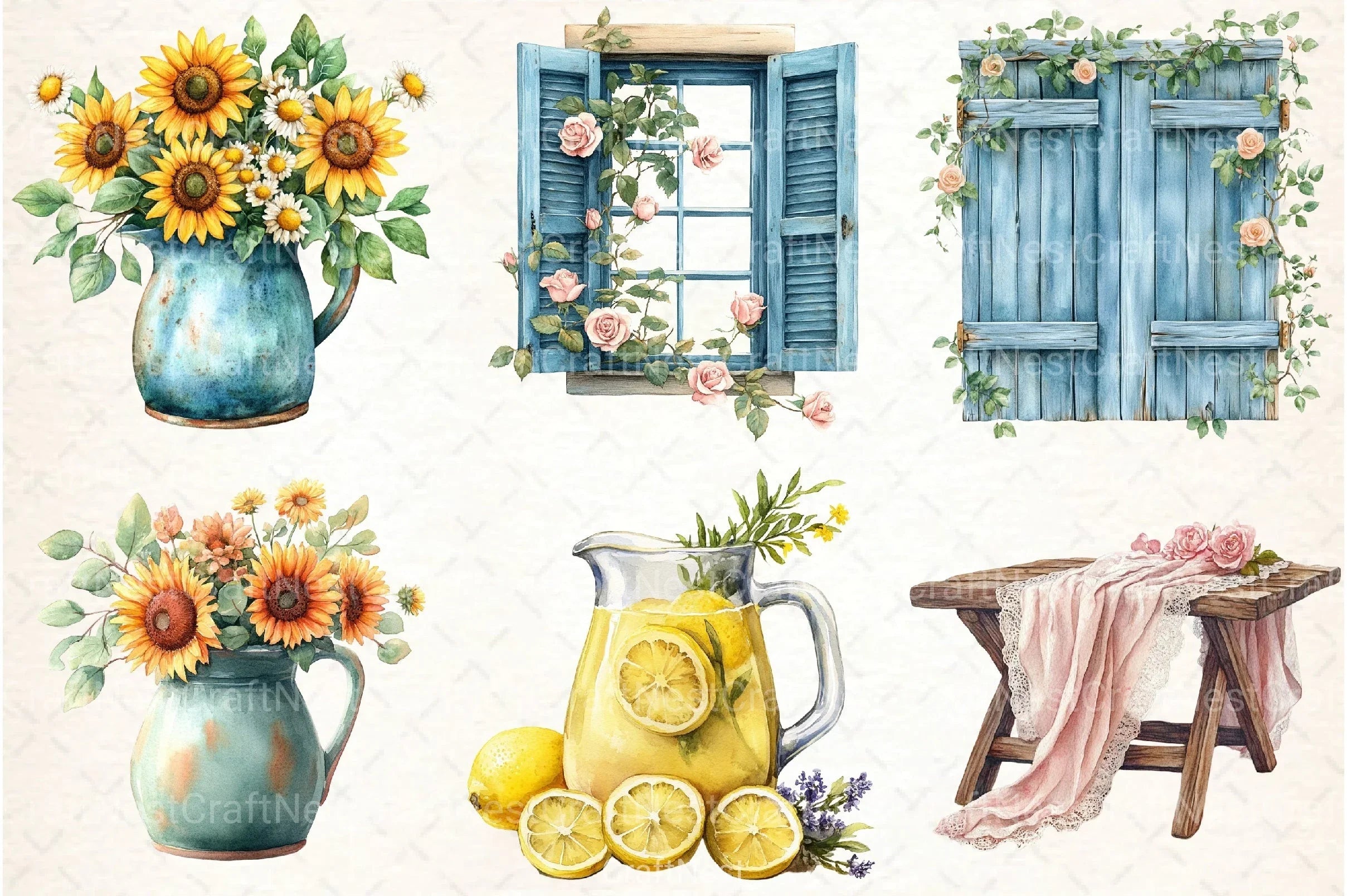 Summer Shabby Chic Decor Clipart Bundle - CraftNest - Digital Crafting and Art