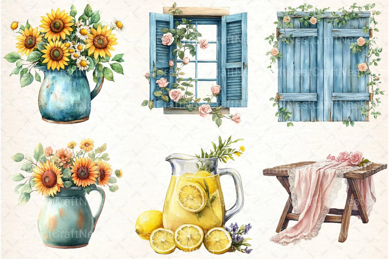 Summer Shabby Chic Decor Clipart Bundle - CraftNest - Digital Crafting and Art