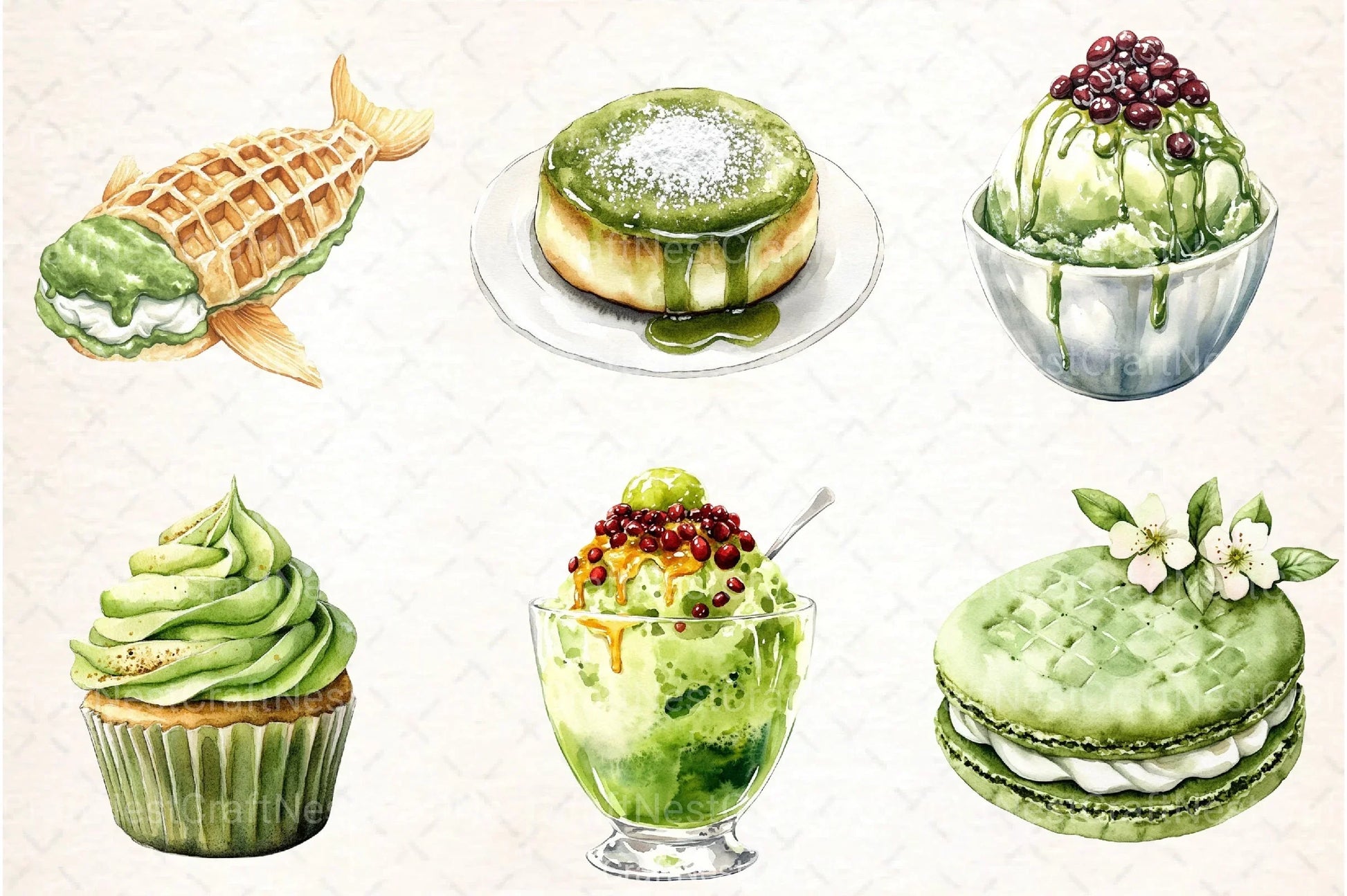 Japanese Desserts Matcha Clipart Bundle - CraftNest - Digital Crafting and Art