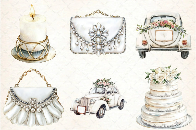 White Wedding Day Clipart Bundle - CraftNest - Digital Crafting and Art