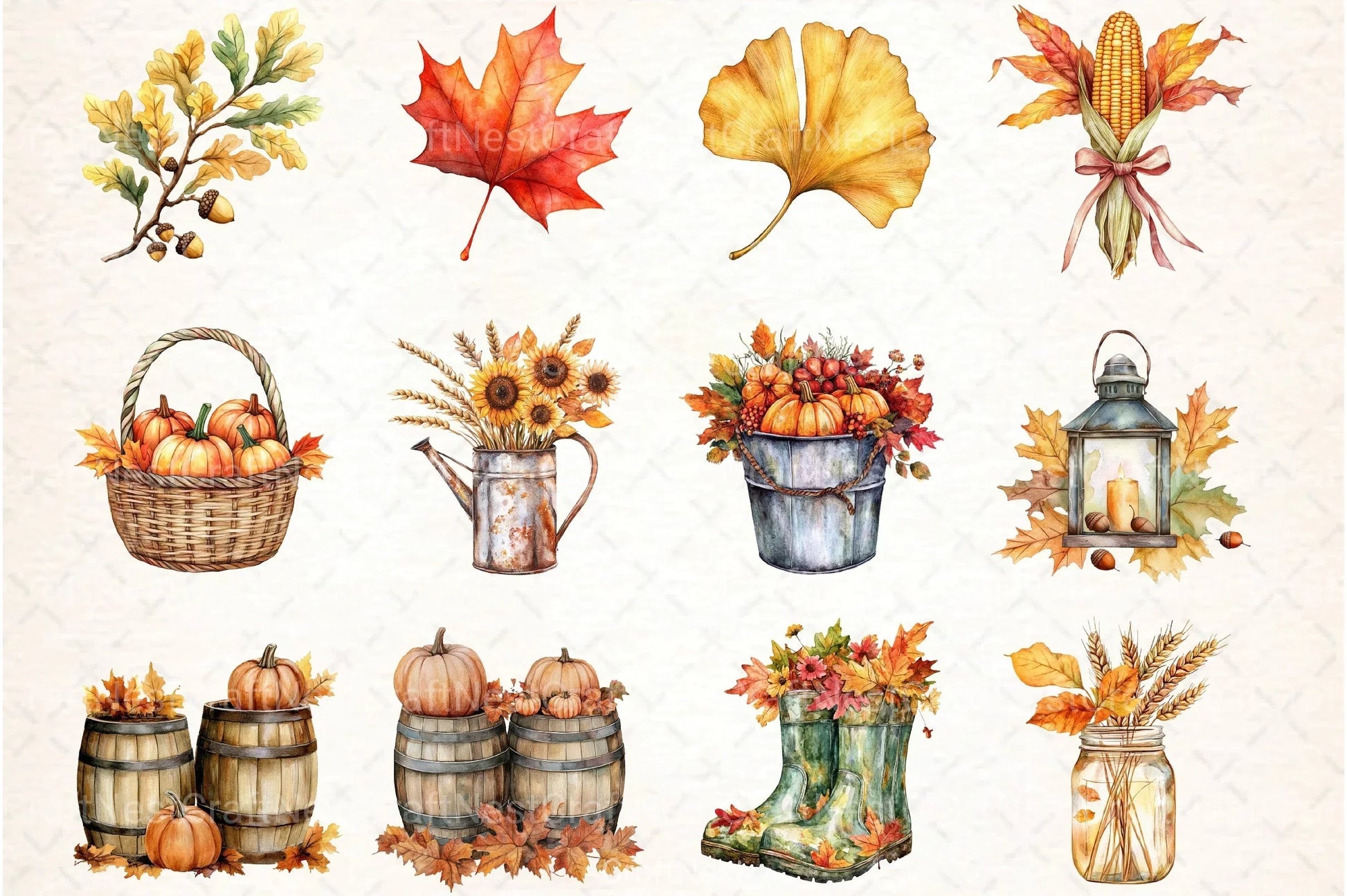 Autumn Leaves & Harvest Clipart Bundle - CraftNest - Digital Crafting and Art