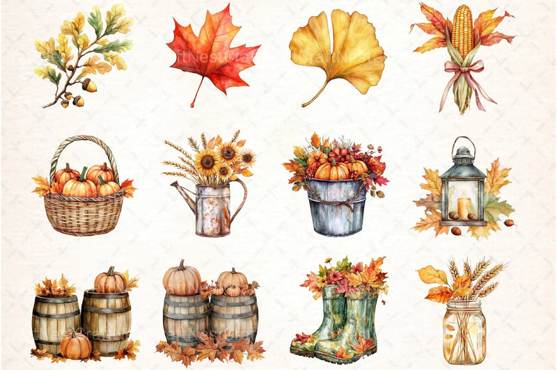 Autumn Leaves & Harvest Clipart Bundle - CraftNest - Digital Crafting and Art
