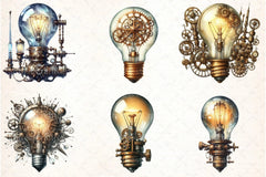 Steampunk Lightbulb Clipart Bundle - CraftNest - Digital Crafting and Art