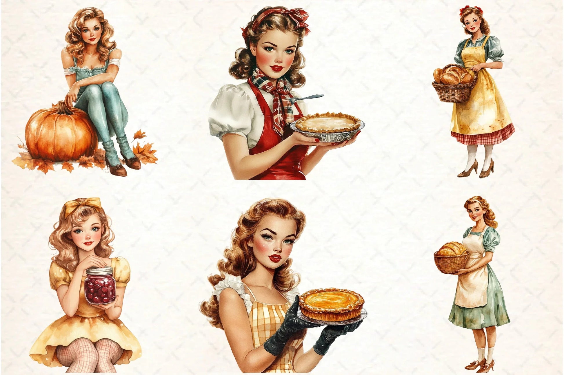 Thanksgiving Pin-Up Girl Clipart Bundle - CraftNest - Digital Crafting and Art
