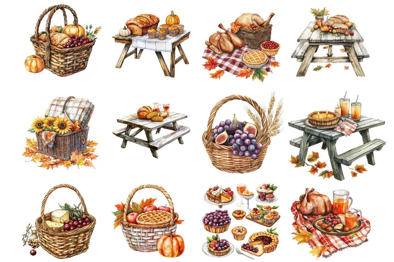 Thanksgiving Picnic Clipart Bundle - CraftNest - Digital Crafting and Art