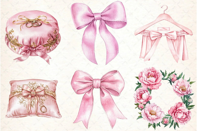 Pink Wedding Day Clipart Bundle - CraftNest - Digital Crafting and Art