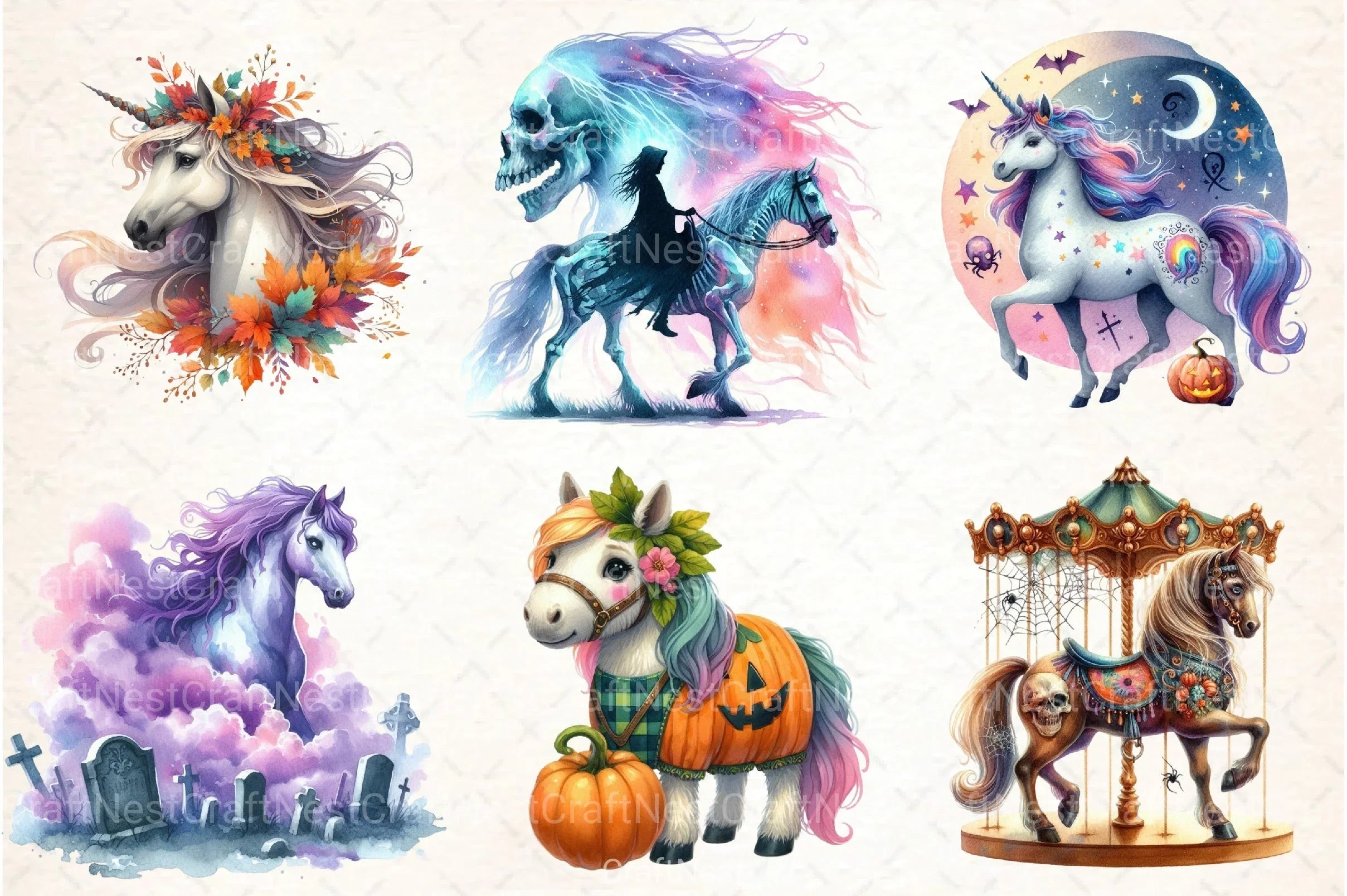 Halloween Horses Clipart Bundle 2 - CraftNest - Digital Crafting and Art