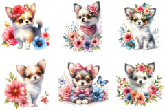 Floral Chihuahua Clipart Bundle - CraftNest - Digital Crafting and Art
