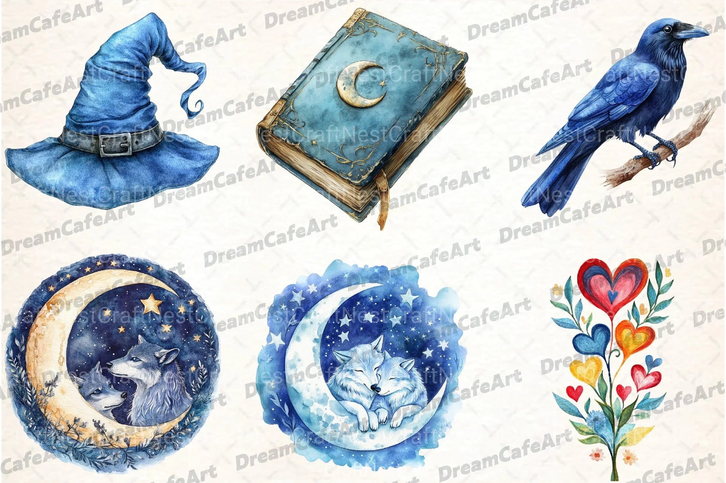 Witch Blue Clipart Bundle - CraftNest - Digital Crafting and Art