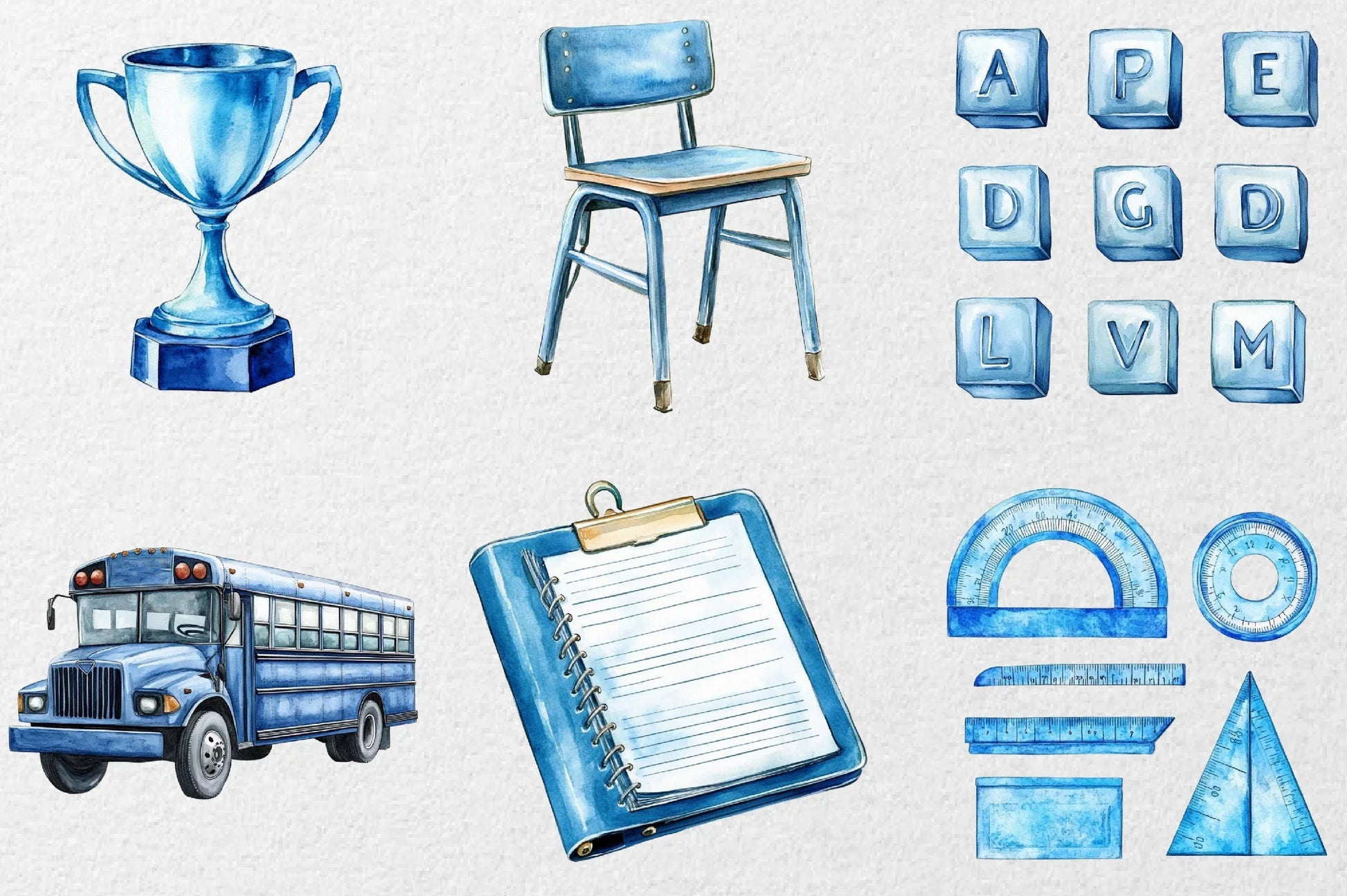 Blue School Clipart Bundle - CraftNest - Digital Crafting and Art