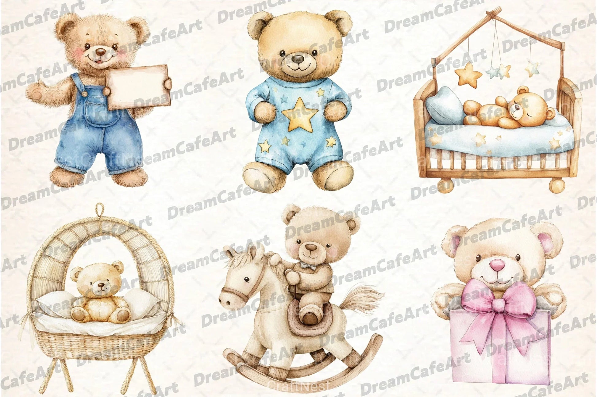 Teddy Bear Baby Shower Clipart Bundle - CraftNest - Digital Crafting and Art