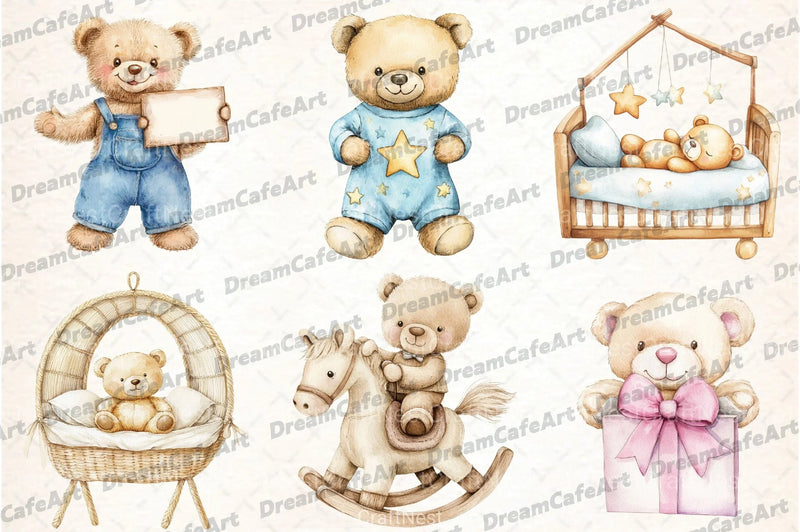 Teddy Bear Baby Shower Clipart Bundle - CraftNest - Digital Crafting and Art