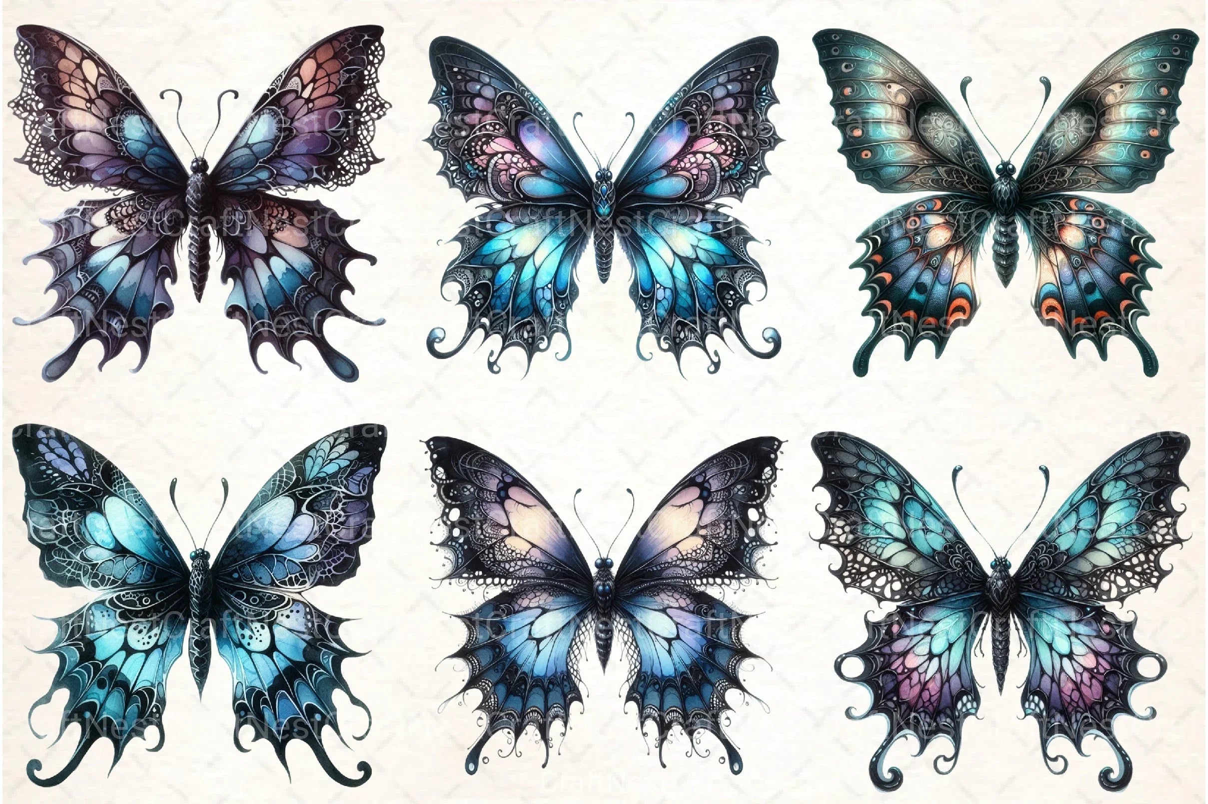 Gothic Butterfly Clipart Bundle 1 - CraftNest - Digital Crafting and Art