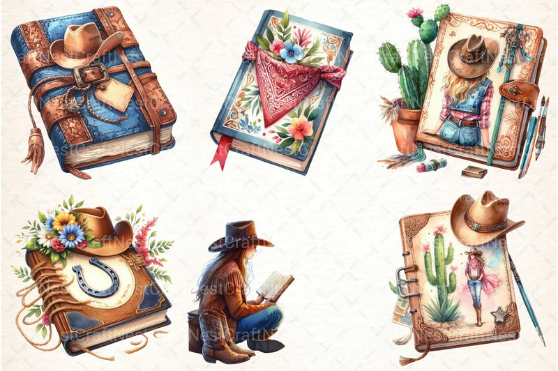 Western Cowgirl Book Clipart Bundle 2 - CraftNest - Digital Crafting and Art
