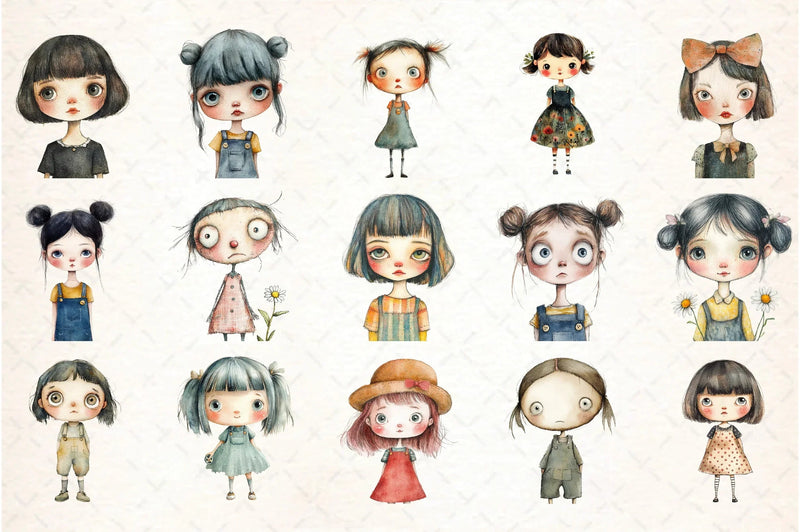 Retro Girls Clipart Bundle - CraftNest - Digital Crafting and Art