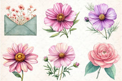 Sage Green Pink Flowers Clipart Bundle - CraftNest - Digital Crafting and Art