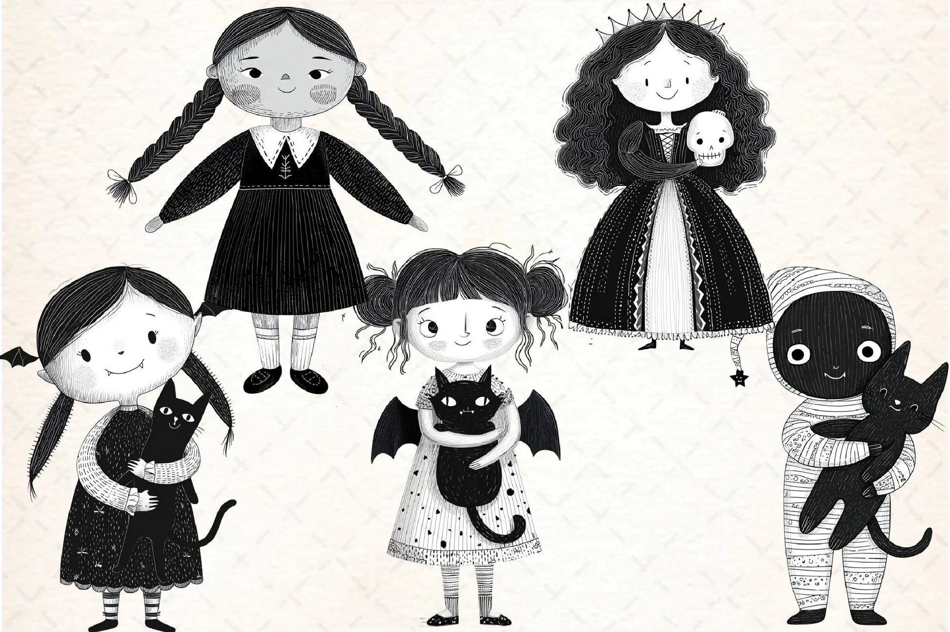 Whimsical Gothic Vampire Dolls Clipart Bundle - CraftNest - Digital Crafting and Art