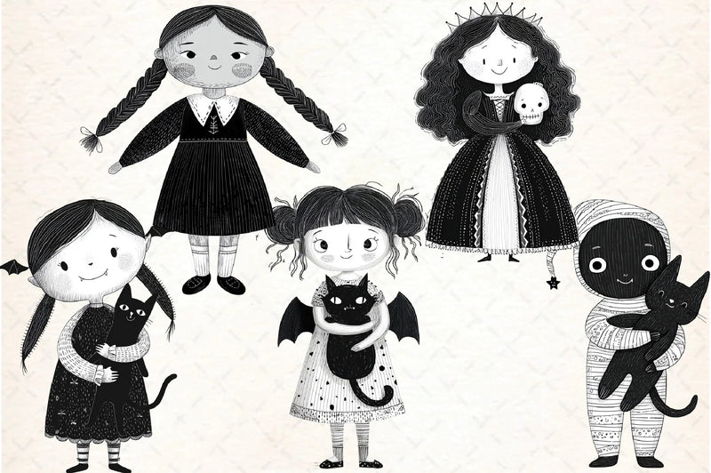 Whimsical Gothic Vampire Dolls Clipart Bundle - CraftNest - Digital Crafting and Art