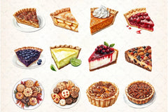 Thanksgiving Pie and Dessert Clipart Bundle - CraftNest - Digital Crafting and Art