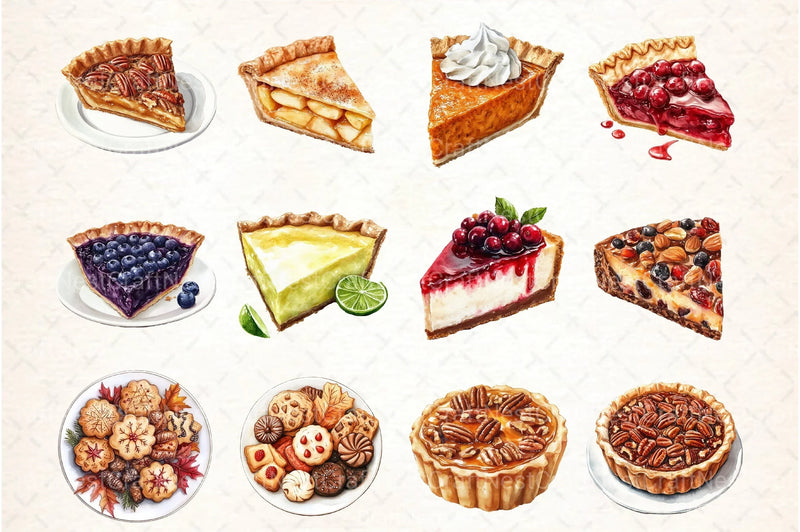 Thanksgiving Pie and Dessert Clipart Bundle - CraftNest - Digital Crafting and Art