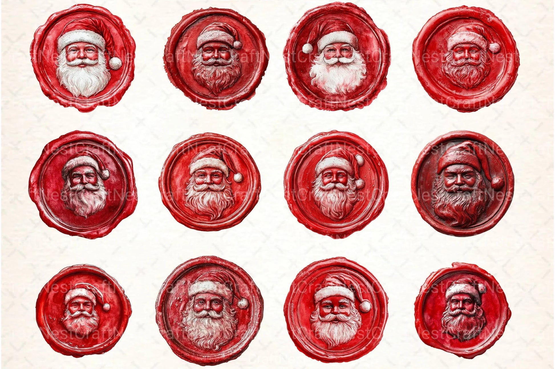 Seal Wax Christmas Santa Stamp Clipart Bundle - CraftNest - Digital Crafting and Art