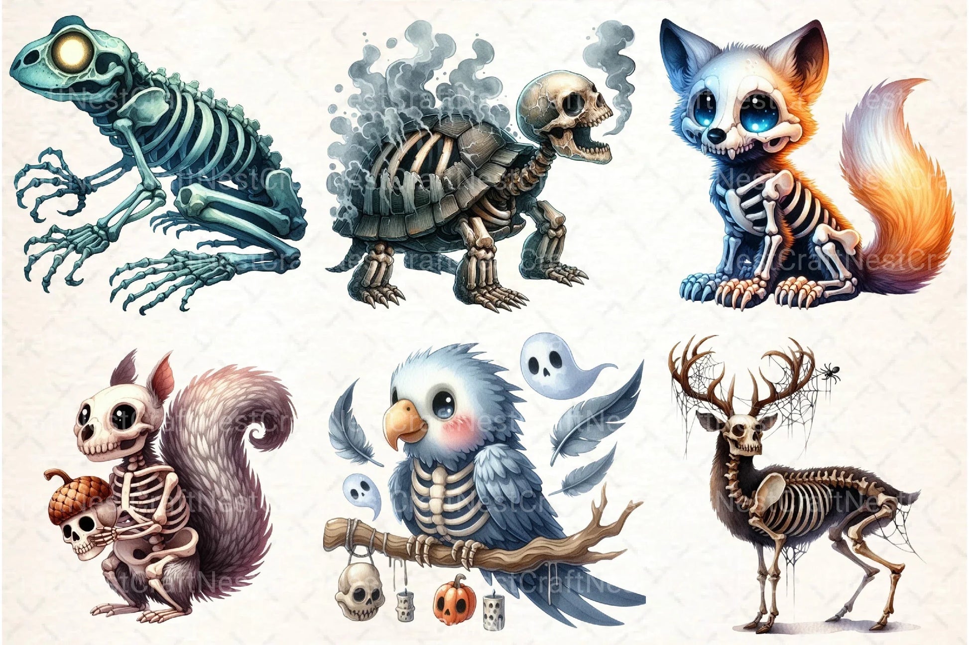 Halloween Skeleton Animals Clipart Bundle - CraftNest - Digital Crafting and Art
