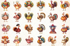 Thanksgiving Turkey Cartoon Clipart Bundle - CraftNest - Digital Crafting and Art