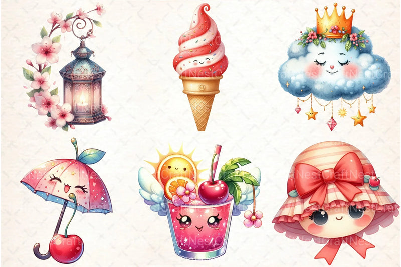 Cherry Red Magical Summer Clipart Bundle 1 - CraftNest - Digital Crafting and Art