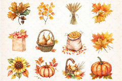 Autumn Leaves & Harvest Clipart Bundle - CraftNest - Digital Crafting and Art