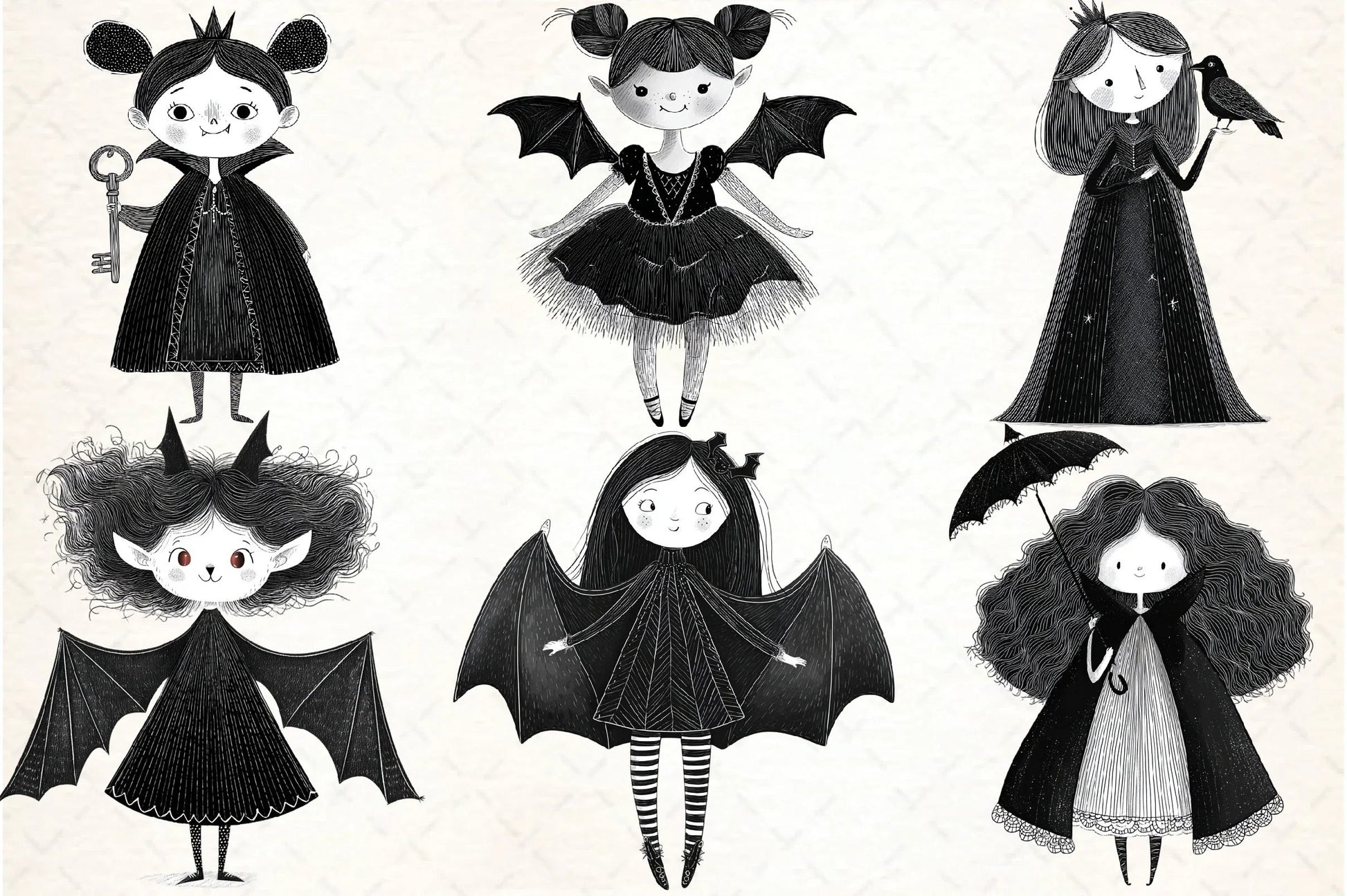 Whimsical Gothic Vampire Dolls Clipart Bundle - CraftNest - Digital Crafting and Art