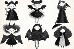 Whimsical Gothic Vampire Dolls Clipart Bundle - CraftNest - Digital Crafting and Art