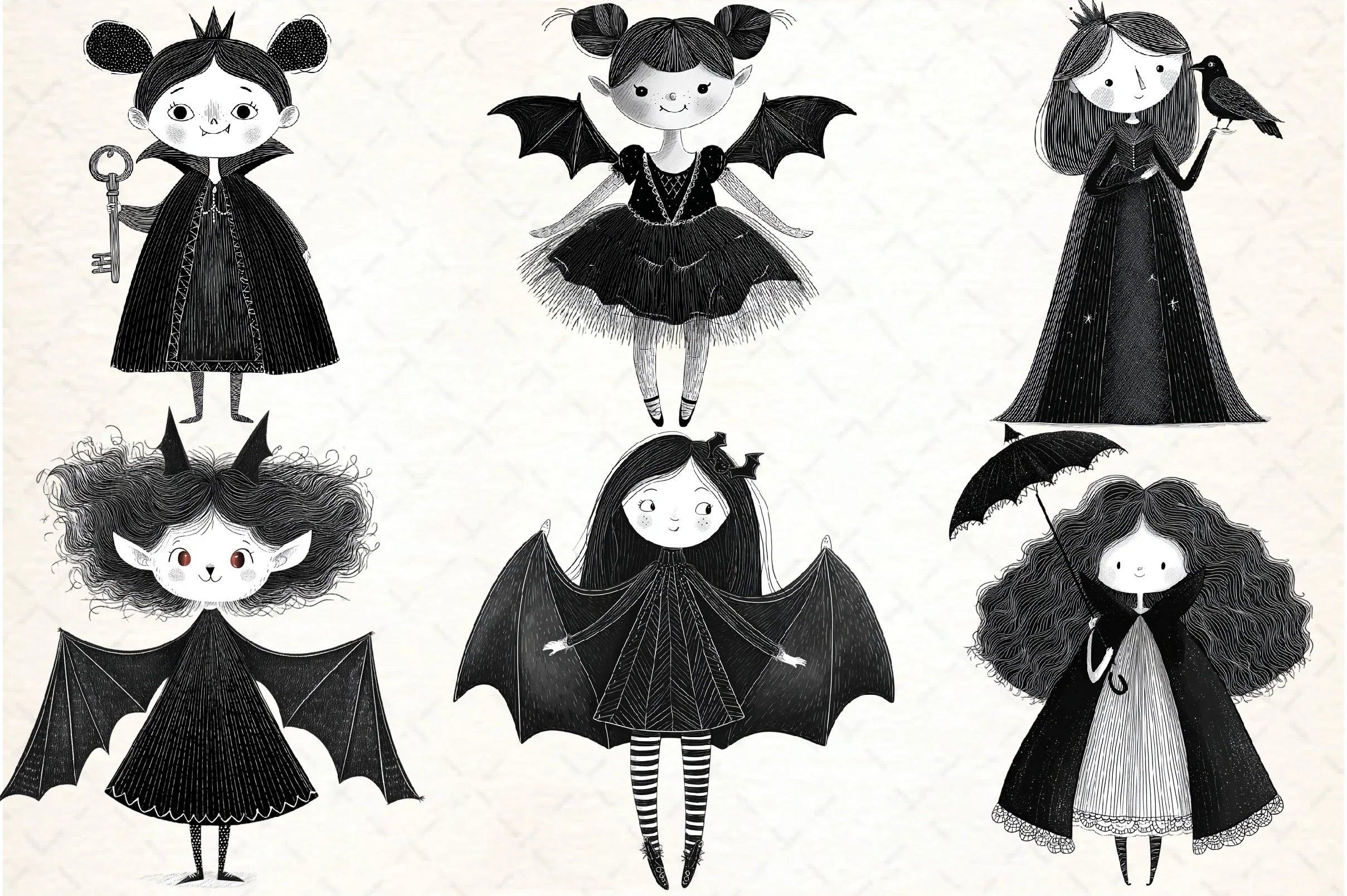 Whimsical Gothic Vampire Dolls Clipart Bundle - CraftNest - Digital Crafting and Art