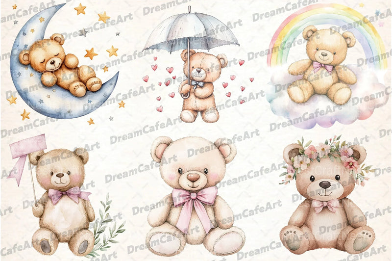 Teddy Bear Baby Shower Clipart Bundle - CraftNest - Digital Crafting and Art