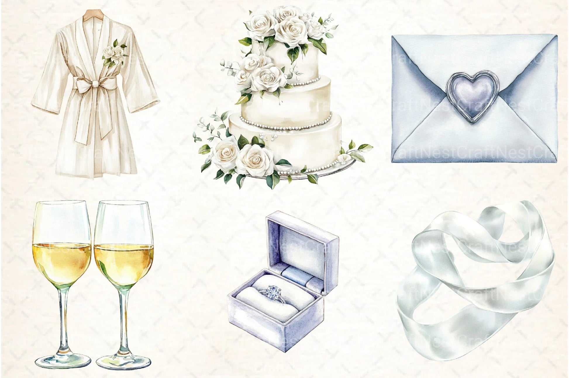 White Wedding Day Clipart Bundle - CraftNest - Digital Crafting and Art