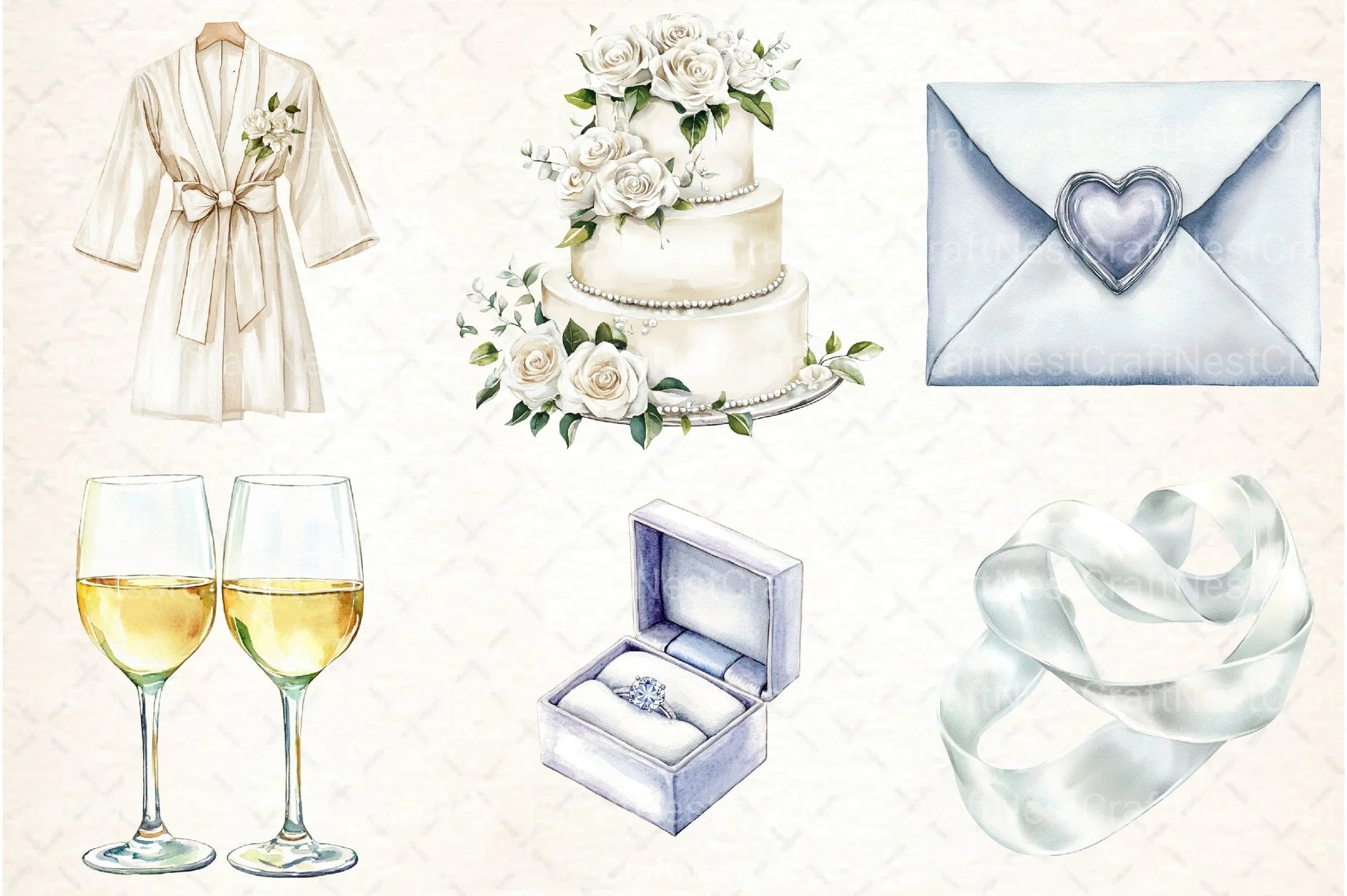 White Wedding Day Clipart Bundle - CraftNest - Digital Crafting and Art