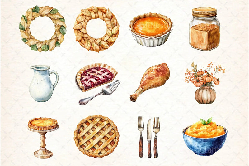Pumpkin Pie & Turkey Day Clipart Bundle - CraftNest - Digital Crafting and Art