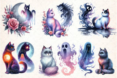 Halloween Cat & Ghost Clipart Bundle 78 - CraftNest - Digital Crafting and Art