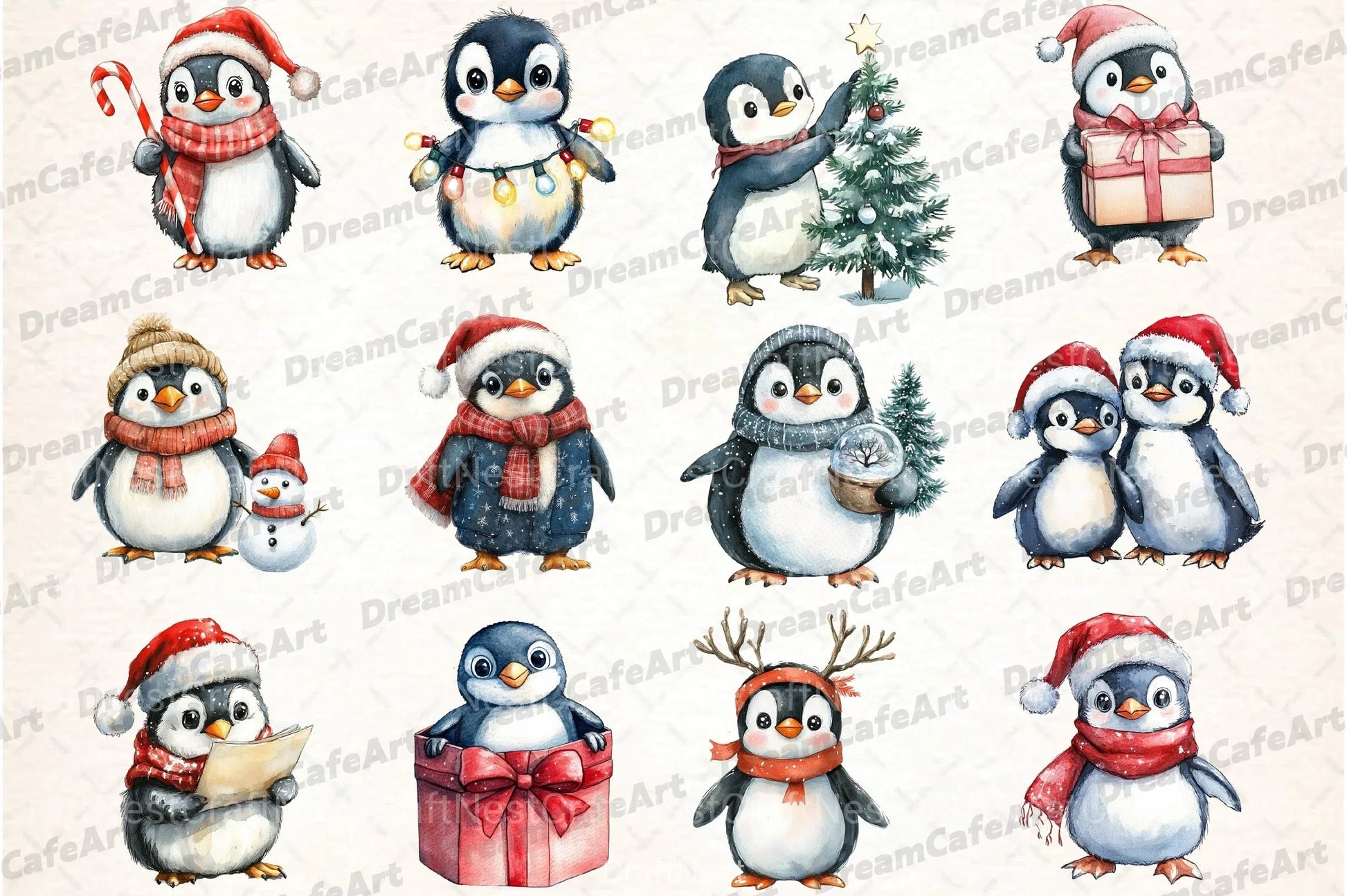 Winter Penguin Christmas Clipart Bundle 4 - CraftNest - Digital Crafting and Art