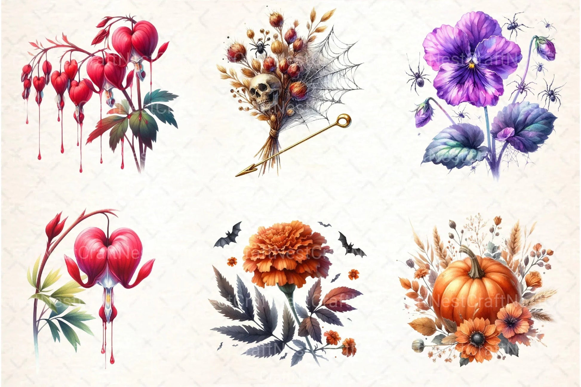 Halloween Flowers Clipart Bundle 4 - CraftNest - Digital Crafting and Art