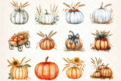 Thanksgiving Pumpkin and Wheat Clipart Bundle - CraftNest - Digital Crafting and Art