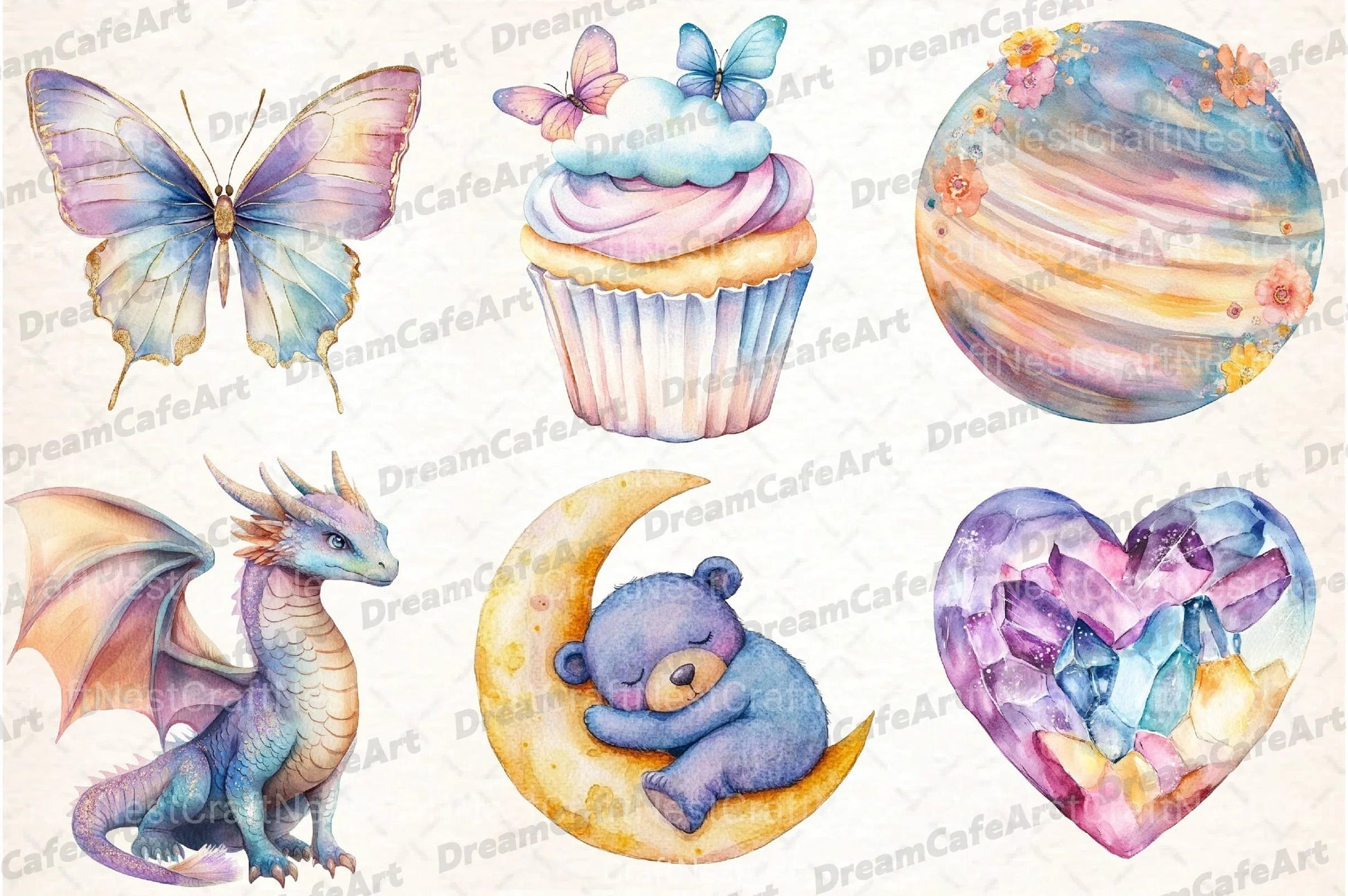 Pastel Whimsical Clipart Bundle - CraftNest - Digital Crafting and Art