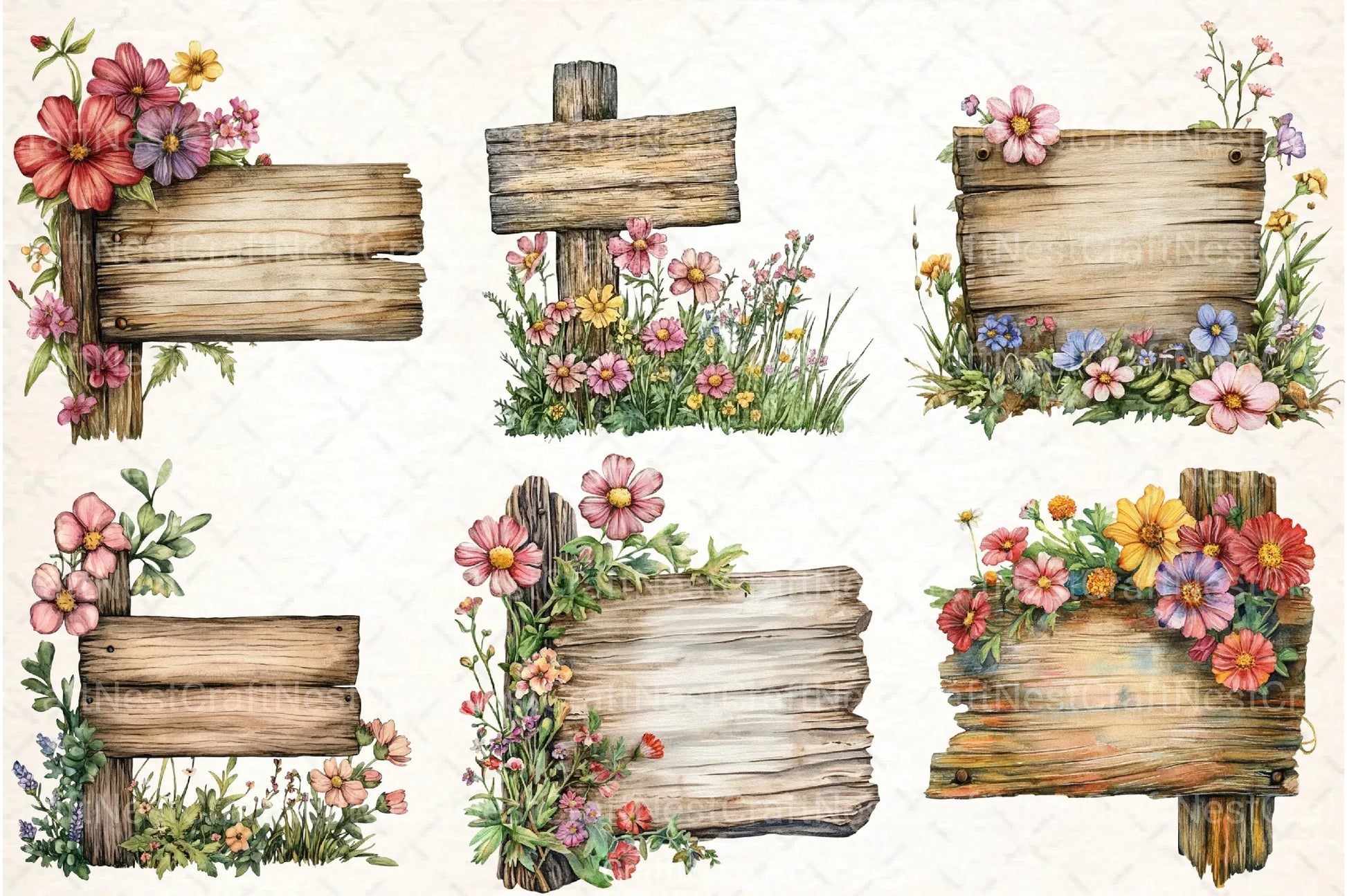 Wooden Garden Sign Clipart Bundle - CraftNest - Digital Crafting and Art