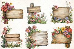 Wooden Garden Sign Clipart Bundle - CraftNest - Digital Crafting and Art