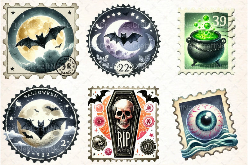 Halloween Stamp Clipart Bundle 1 - CraftNest - Digital Crafting and Art